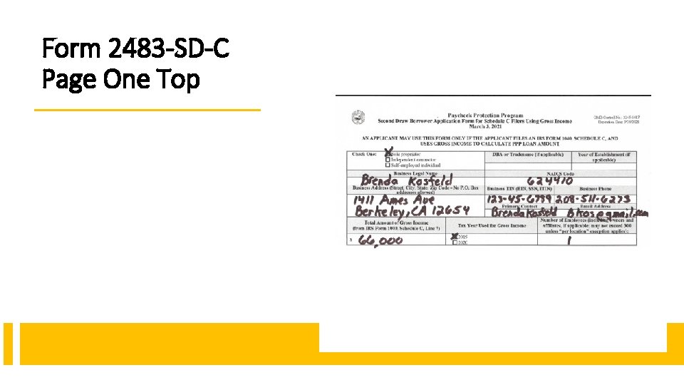 Form 2483 -SD-C Page One Top 