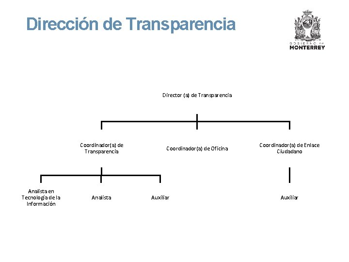 Dirección de Transparencia Director (a) de Transparencia Coordinador(a) de Transparencia Analista en Tecnología de