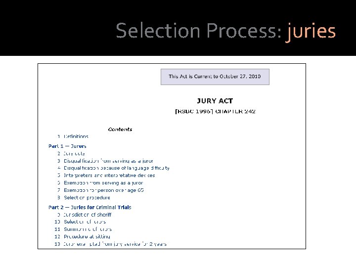 Selection Process: juries 
