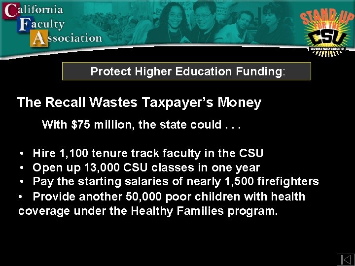 Protect Higher Education Funding: The Recall Wastes Taxpayer’s Money With $75 million, the state