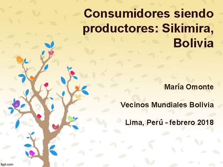 Consumidores siendo productores: Sikimira, Bolivia María Omonte Vecinos Mundiales Bolivia Lima, Perú - febrero