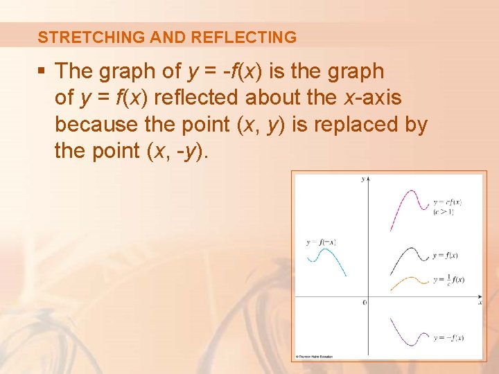 STRETCHING AND REFLECTING § The graph of y = -f(x) is the graph of