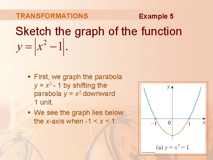 TRANSFORMATIONS Example 5 Sketch the graph of the function § First, we graph the