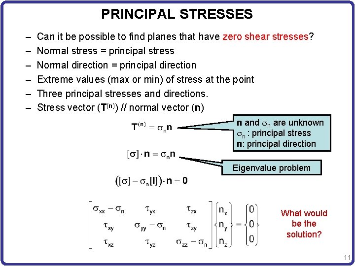 PRINCIPAL STRESSES – – – Can it be possible to find planes that have