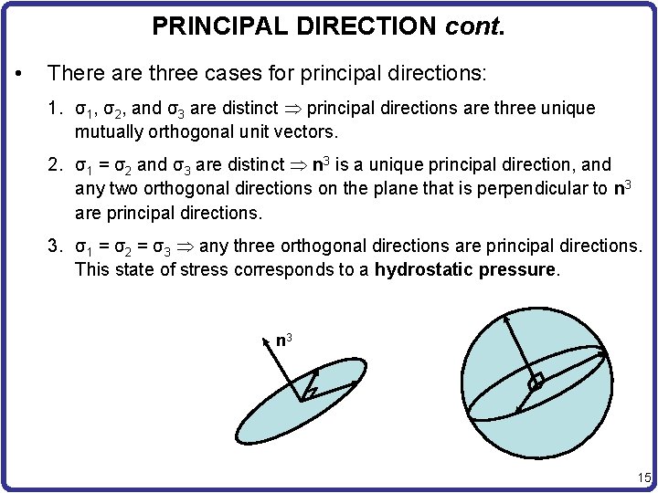 PRINCIPAL DIRECTION cont. • There are three cases for principal directions: 1. σ1, σ2,