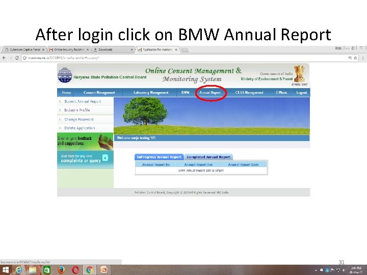 After login click on BMW Annual Report 31 