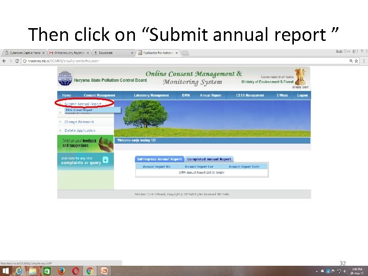 Then click on “Submit annual report ” 32 