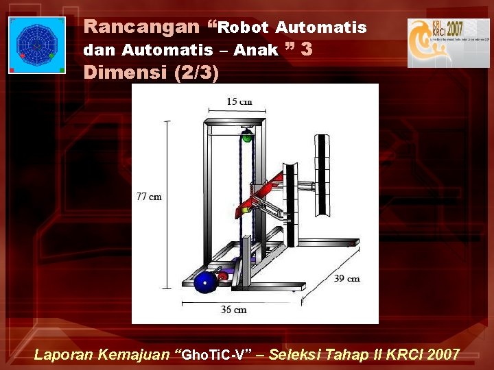 Rancangan “Robot Automatis dan Automatis – Anak ” 3 Dimensi (2/3) Laporan Kemajuan “Gho.