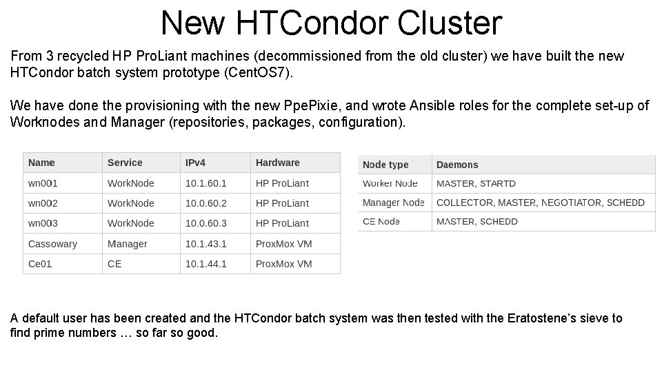 New HTCondor Cluster From 3 recycled HP Pro. Liant machines (decommissioned from the old