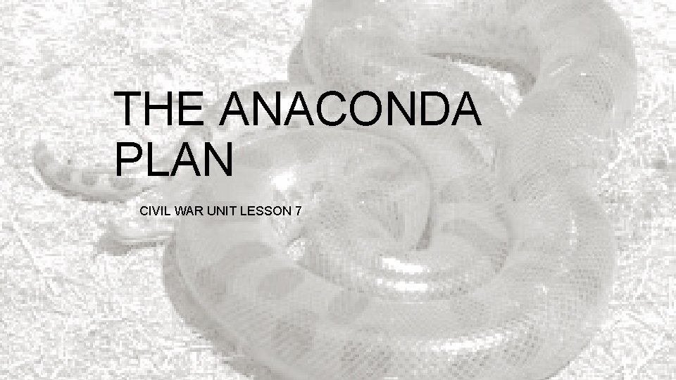THE ANACONDA PLAN CIVIL WAR UNIT LESSON 7 THE ANACONDA PLAN CIVIL WAR UNIT LESSON 7
