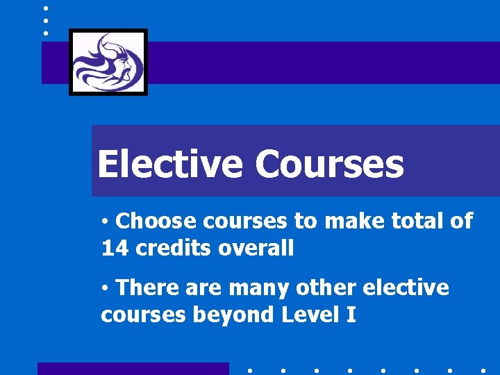 Elective Courses • Choose courses to make total of 14 credits overall • There