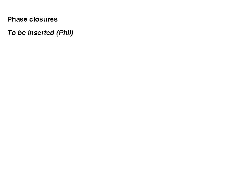 Phase closures To be inserted (Phil) 