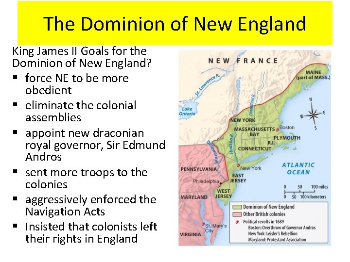 The Dominion of New England King James II Goals for the Dominion of New