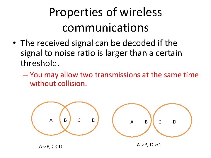 Properties of wireless communications • The received signal can be decoded if the signal