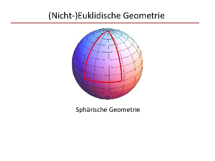(Nicht-)Euklidische Geometrie Sphärische Geometrie 