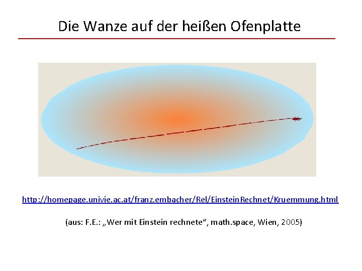 Die Wanze auf der heißen Ofenplatte http: //homepage. univie. ac. at/franz. embacher/Rel/Einstein. Rechnet/Kruemmung. html