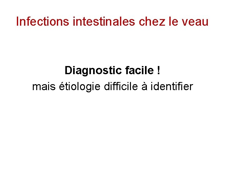 Infections intestinales chez le veau Diagnostic facile ! mais étiologie difficile à identifier 