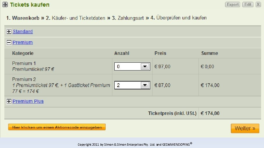 Copyright 2011 by Simon & Simon Enterprises Pty. Ltd. and GEDANKENDOPING ® 