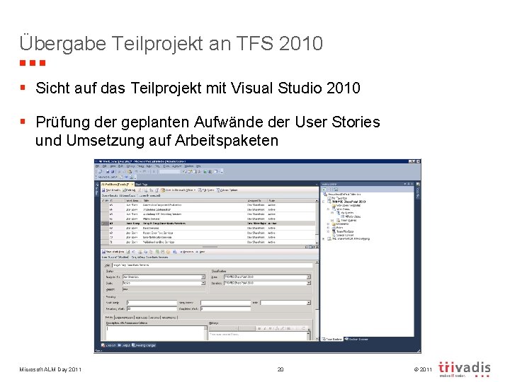 Übergabe Teilprojekt an TFS 2010 § Sicht auf das Teilprojekt mit Visual Studio 2010