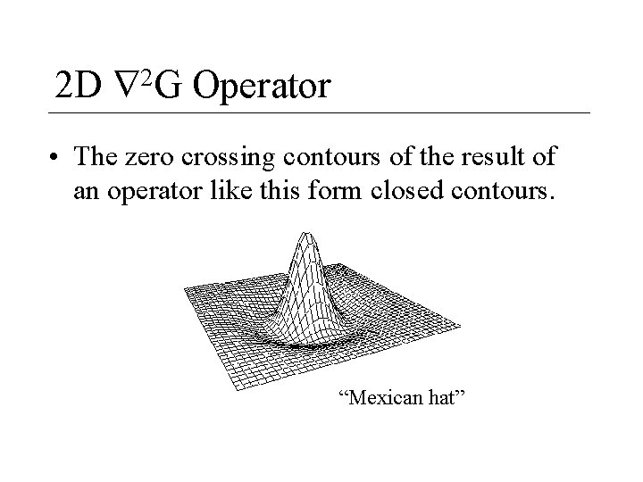 2 D 2 G Operator • The zero crossing contours of the result of