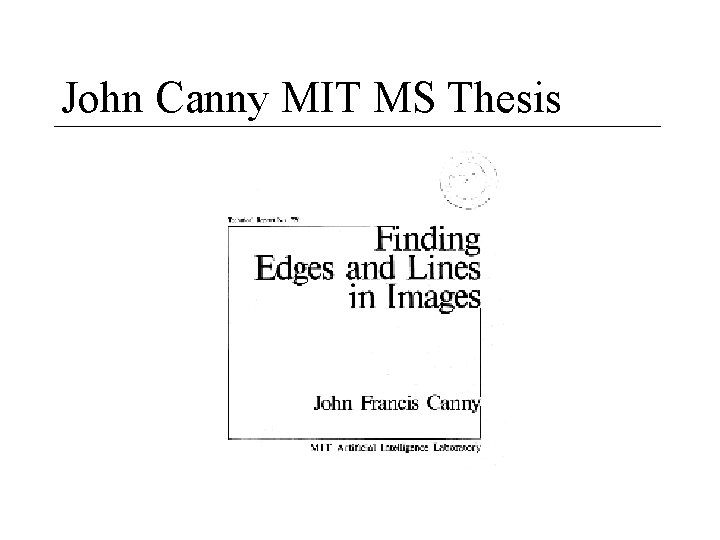 John Canny MIT MS Thesis 