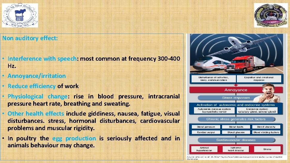 Non auditory effect: • Interference with speech: most common at frequency 300 -400 Hz.