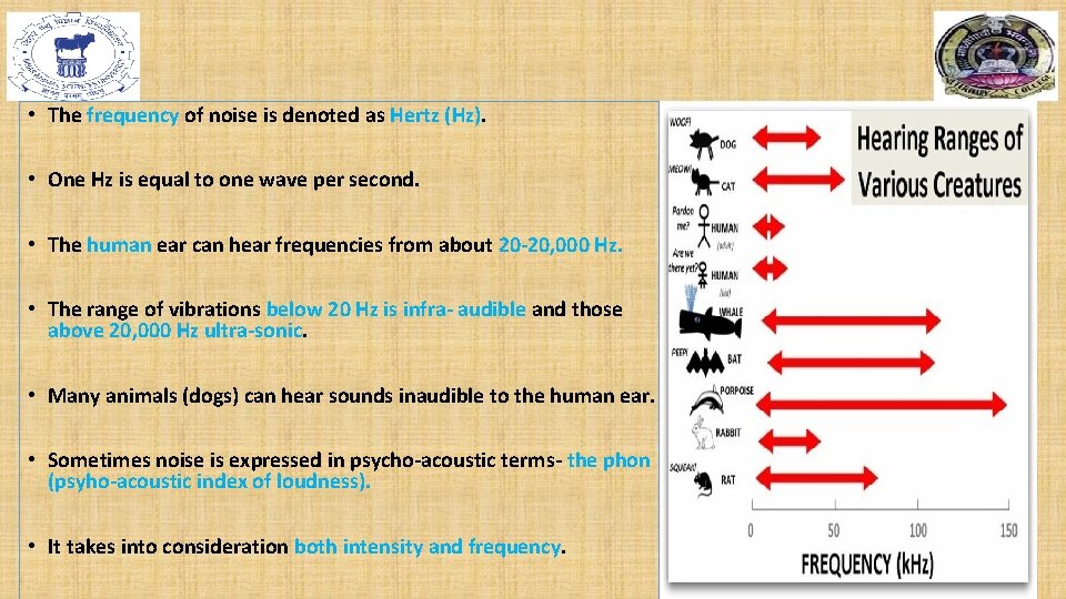  • The frequency of noise is denoted as Hertz (Hz). • One Hz