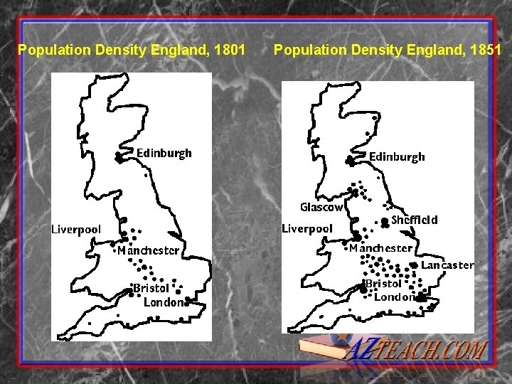 Population Density England, 1801 Population Density England, 1851 