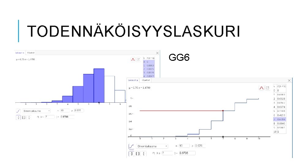 TODENNÄKÖISYYSLASKURI GG 6 