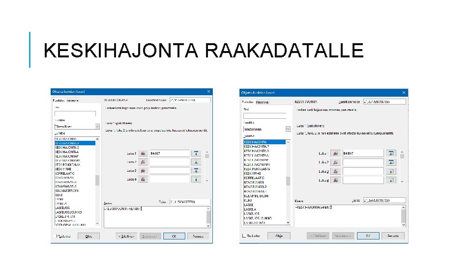 KESKIHAJONTA RAAKADATALLE 