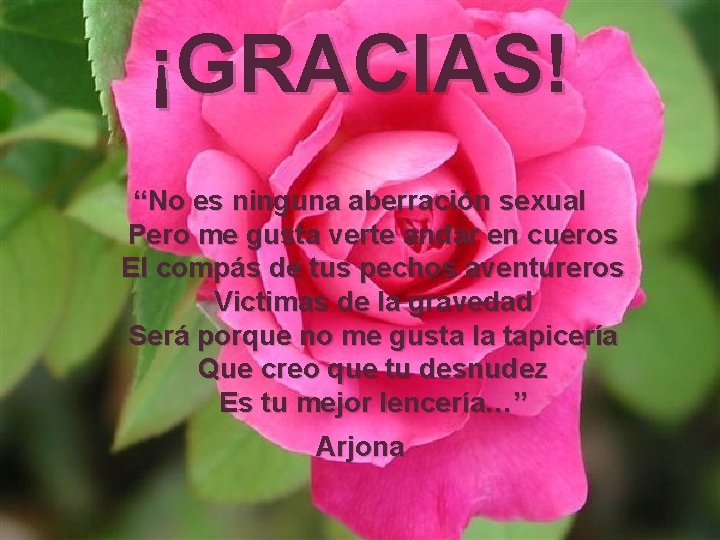 ¡GRACIAS! “No es ninguna aberración sexual Pero me gusta verte andar en cueros El