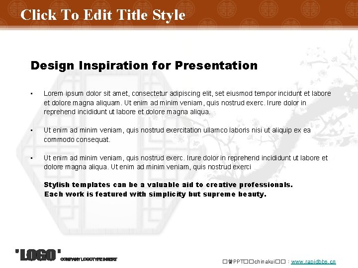 Click To Edit Title Style Design Inspiration for Presentation • Lorem ipsum dolor sit