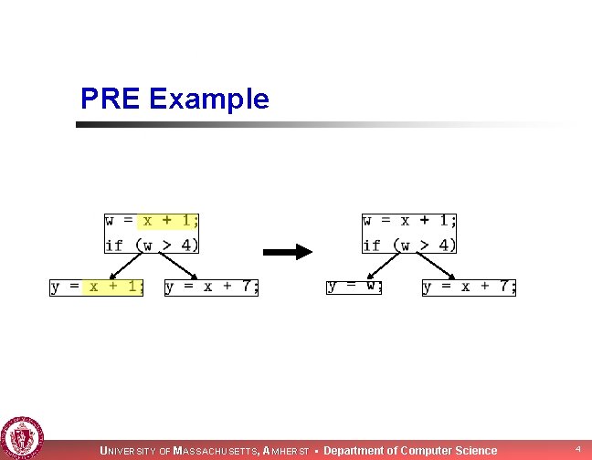 PRE Example UNIVERSITY OF MASSACHUSETTS, AMHERST • Department of Computer Science 4 