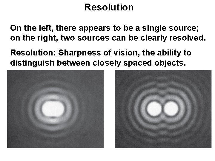 Resolution On the left, there appears to be a single source; on the right,