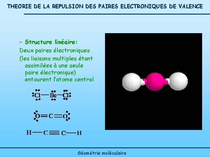 THEORIE DE LA REPULSION DES PAIRES ELECTRONIQUES DE VALENCE – Structure linéaire: Deux paires