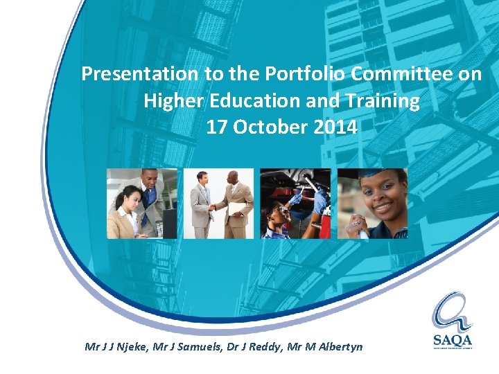 Presentation to the Portfolio Committee on Higher Education