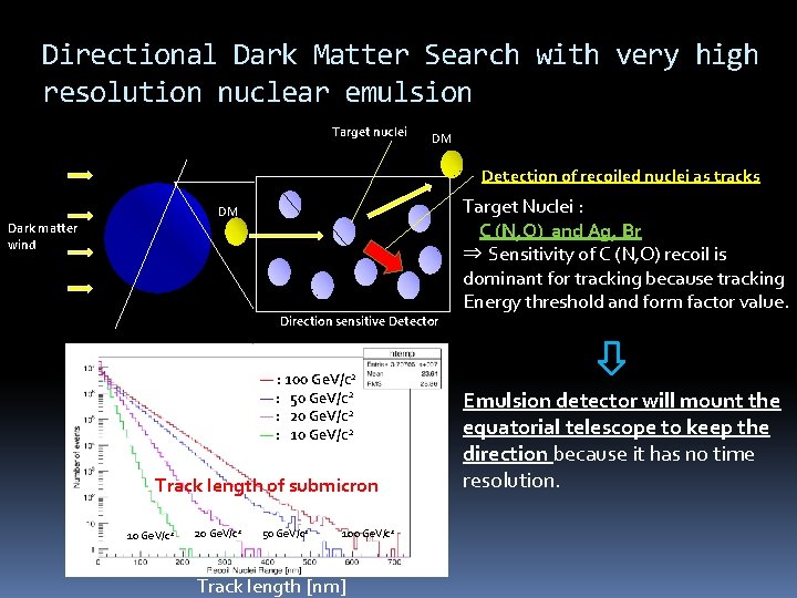 Directional Dark Matter Search with very high resolution nuclear emulsion Target nuclei DM Detection