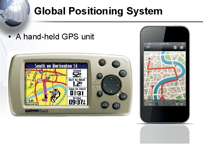 Global Positioning System • A hand-held GPS unit 