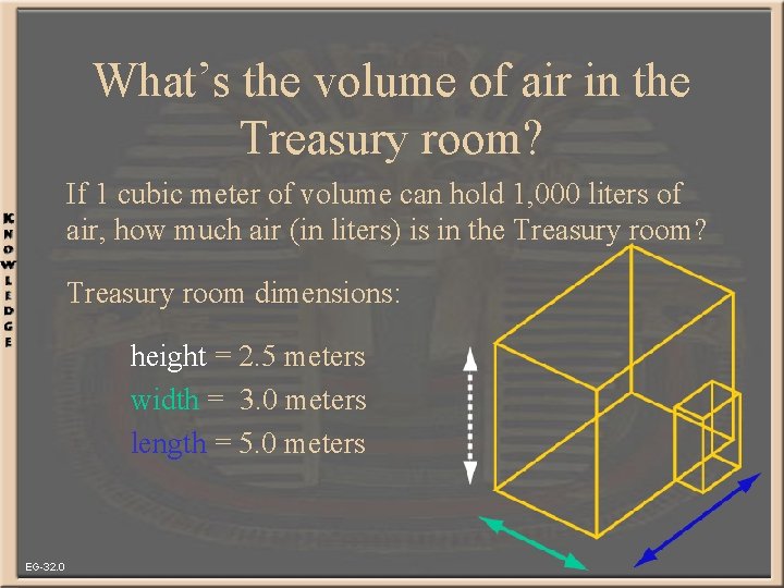 What’s the volume of air in the Treasury room? If 1 cubic meter of