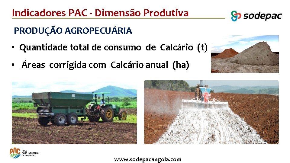 Indicadores PAC - Dimensão Produtiva PRODUÇÃO AGROPECUÁRIA • Quantidade total de consumo de Calcário