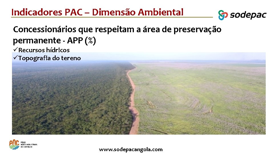 Indicadores PAC – Dimensão Ambiental Concessionários que respeitam a área de preservação permanente -