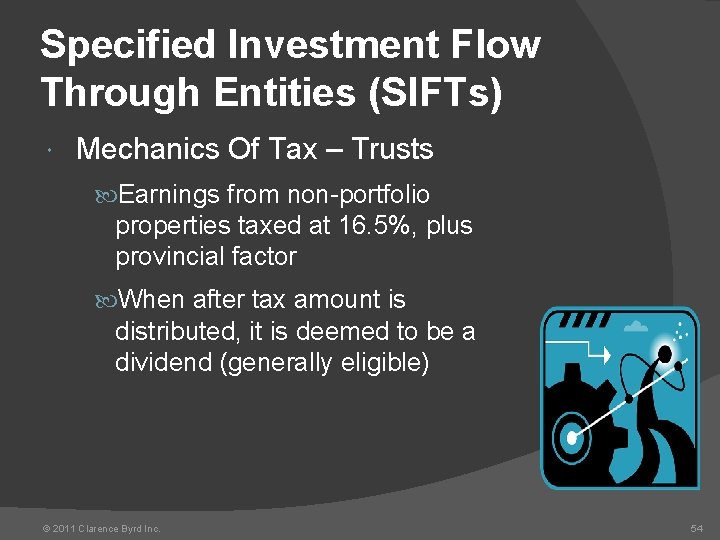 Specified Investment Flow Through Entities (SIFTs) Mechanics Of Tax – Trusts Earnings from non-portfolio