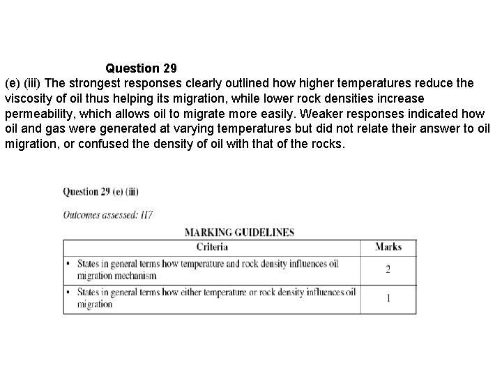 Question 29 (e) (iii) The strongest responses clearly outlined how higher temperatures reduce the