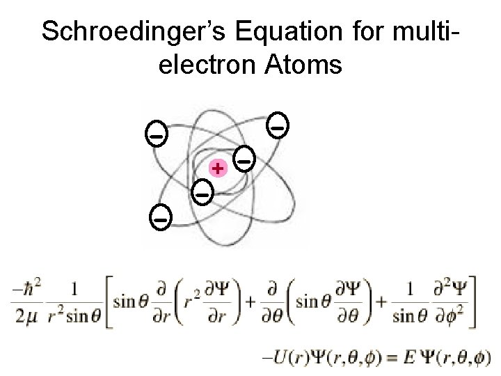 Schroedinger’s Equation for multielectron Atoms + - - 