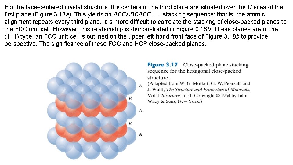 For the face-centered crystal structure, the centers of the third plane are situated over For the face-centered crystal structure, the centers of the third plane are situated over