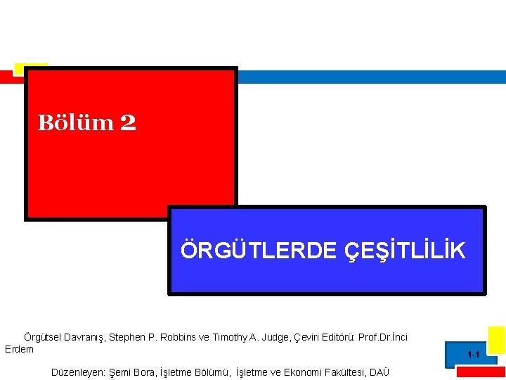 Bölüm 2 ÖRGÜTLERDE ÇEŞİTLİLİK Örgütsel Davranış, Stephen P. Robbins ve Timothy A. Judge, Çeviri