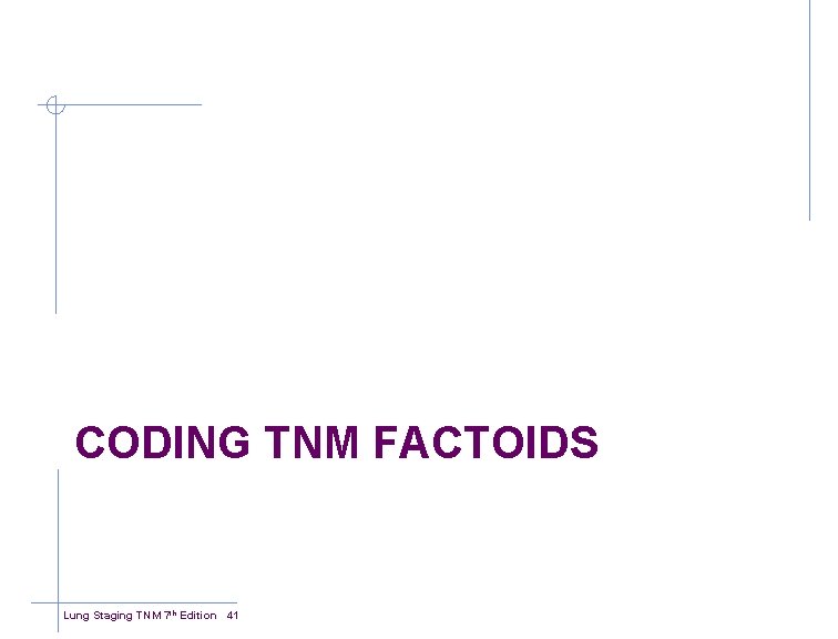 CODING TNM FACTOIDS Lung Staging TNM 7 th Edition 41 
