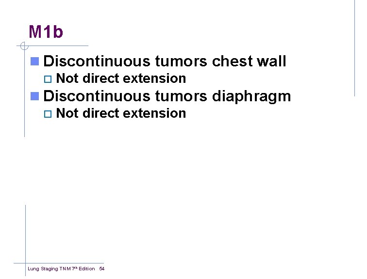 M 1 b n Discontinuous tumors chest wall ¨ Not direct extension n Discontinuous