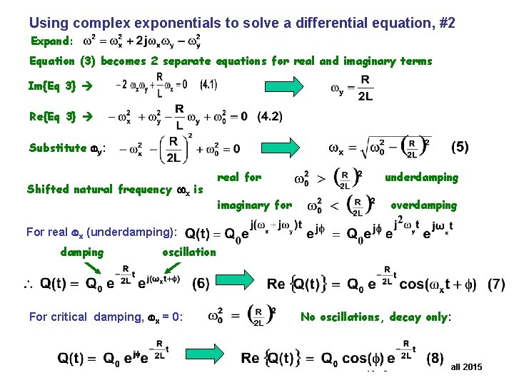 Using complex exponentials to solve a differential equation, #2 Expand: Equation (3) becomes 2