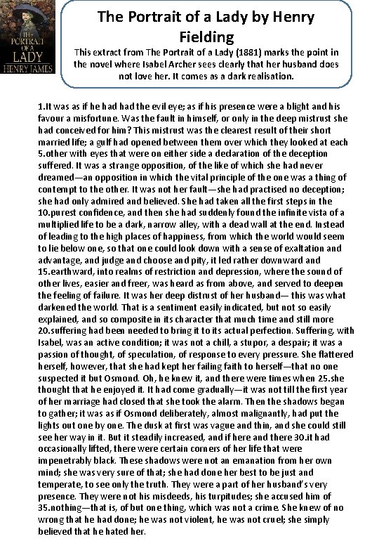 The Portrait of a Lady by Henry Fielding This extract from The Portrait of